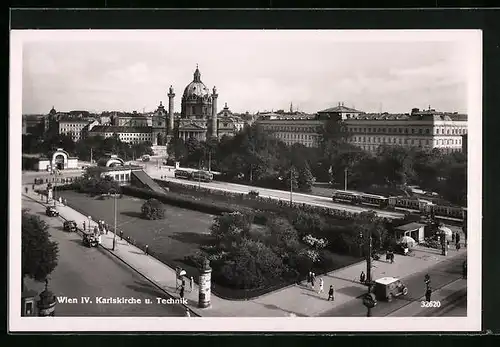 AK Wien, Karlskirche und Technik, Strassenbahn