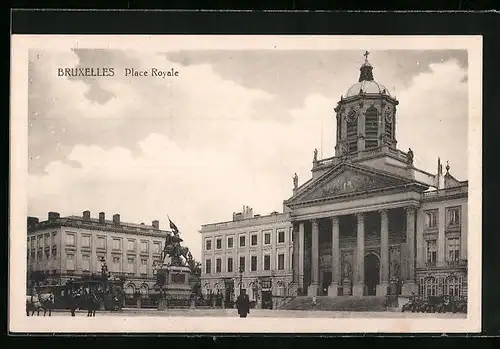 AK Bruxelles, Place Royale, Strassenbahn