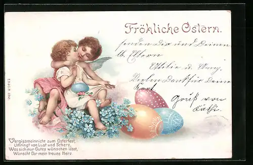 AK Osterengel küsst ein Kind