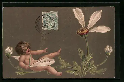 AK Amor mit Blumenorakel