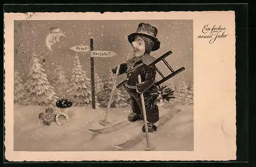 AK Schornsteinfeger auf Ski im Schnee