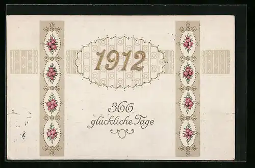 AK Jahreszahl 1912 mit floralem Dekor