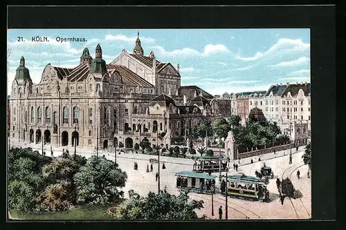 AK Köln-Neustadt, Opernhaus mit Strassenbahn