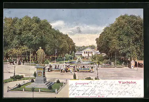 AK Wiesbaden, Strassenbahn am Kursaalplatz