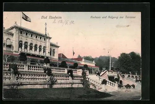 AK Bad Nauheim, Kurhaus und Aufgang zur Terrasse