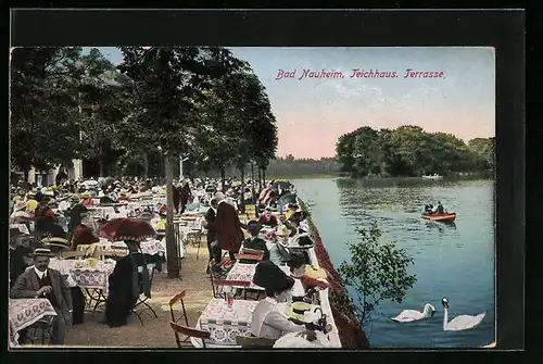 AK Bad Nauheim, Teichhaus mit Terrasse