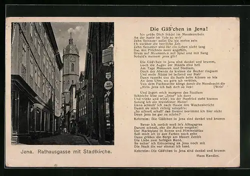 AK Jena, Rathausgasse mit Stadtkirche
