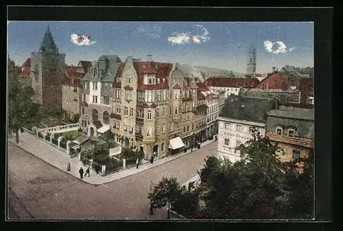 AK Jena, Häuserpartie aus der Vogelschau