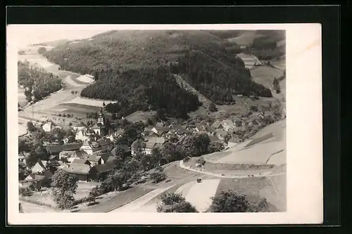AK Marktgölitz /Thür. Wald, Blick auf den Ort aus der Vogelschau