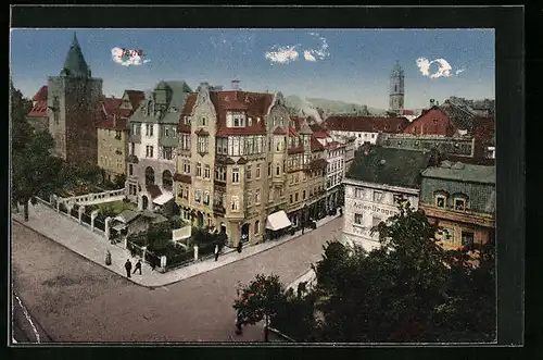 AK Jena, Blick auf Strassenpartie aus der Vogelschau