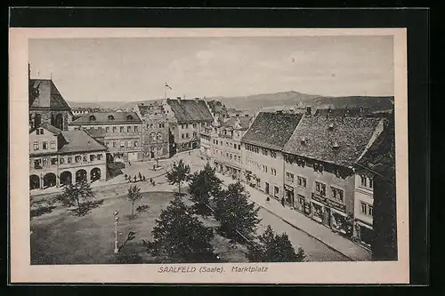 AK Saalfeld, Marktplatz aus der Vogelschau