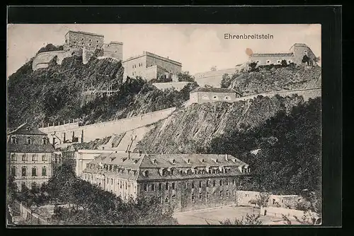 AK Ehrenbreitstein, Ortspartie mit Strasse zur Burg