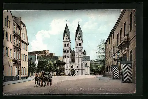 AK Koblenz, Kastorkirche u. Generalkommando