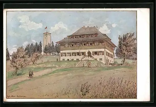 Künstler-AK Onstmettingen, Nägelehaus mit Aussichtsturm