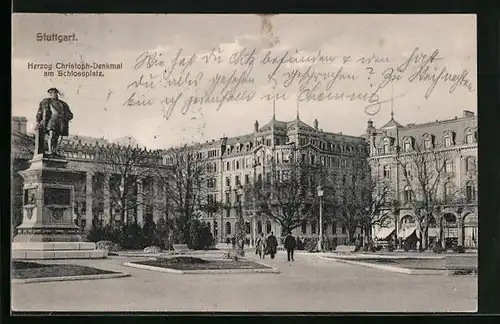 AK Stuttgart, Herzog Christoph-Denkmal am Schlossplatz