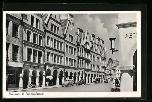 AK Münster i. W., Prinzipalmarkt mit Geschäften