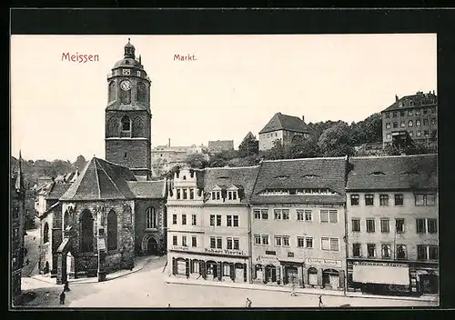 AK Meissen, Markt mit Geschäften