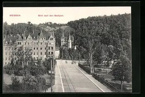 AK Meissen, Blick nach dem Stadtpark