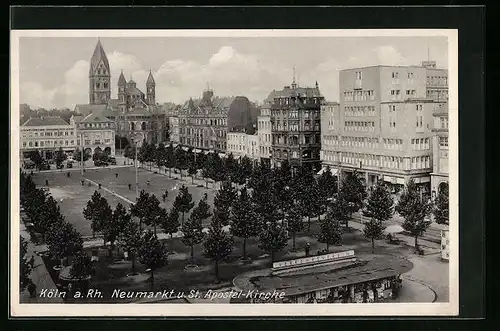 AK Köln, Neumarkt u. St. Apostel-Kirche