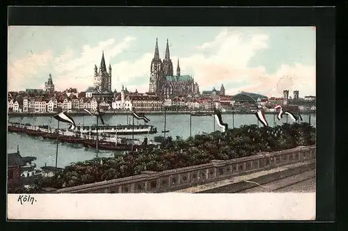 AK Köln, Totalansicht mit Dom