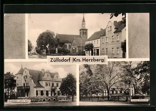 AK Züllsdorf, Försterei Kleinesee, Kinderheim Jenny Marx, Dorfplatz