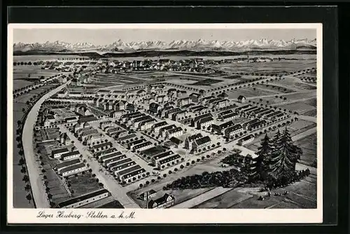 Künstler-AK Heuberg-Stetten a. k. M., Lager aus der Vogelschau