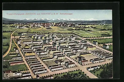 Künstler-AK Heuberg-Stetten a. k. M., Lager aus der Vogelschau