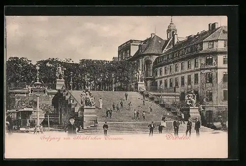 AK Dresden, Aufgang zur Brühlschen Terrasse