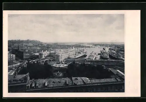 AK Genova, Passagierschiff MN Vulcania im Hafen