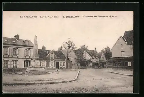 AK Etrépagny, Monument des Défenseurs de 1870