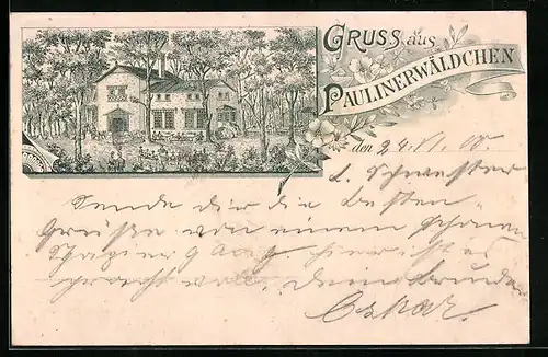 Lithographie Aachen, Gasthaus Paulinerwäldchen