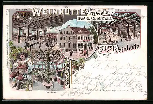 Lithographie Hamburg-St. Pauli, Gasthaus Weinhütte