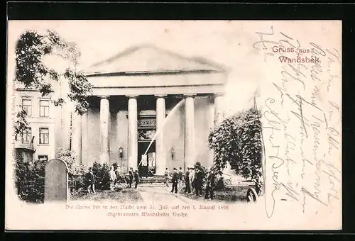 AK Hamburg-Wandsbek, Brand der Kirche 1898