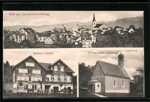 AK Eschenmoos-Oberegg, Gasthaus zum Schäfle, Totalansicht, St. Anna-Kapelle