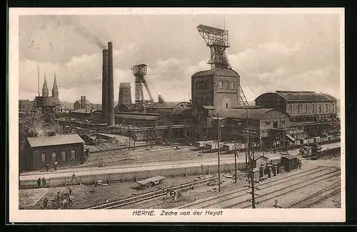 AK Herne, Zeche von der Heidt aus der Vogelschau