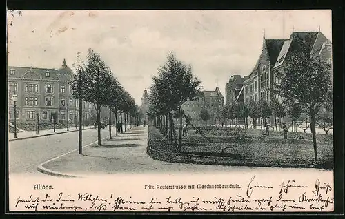 AK Hamburg-Altona, Fritz Reuterstrasse mit Maschinenbauschule