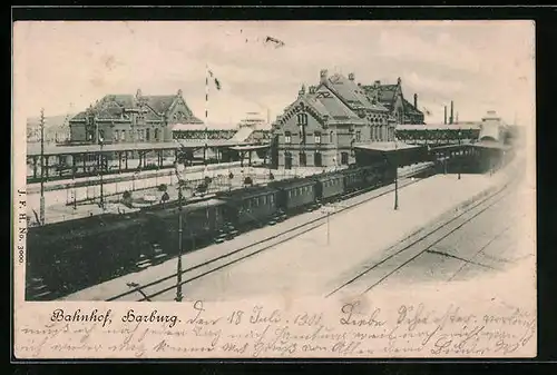 AK Harburg, Bahnhof aus der Vogelschau