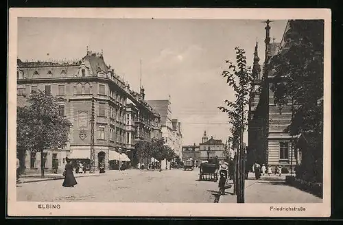 AK Elbing, Passanten in der Friedrichstrasse