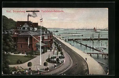 AK Kiel, Strandweg mit Yachtklub-Gebäude