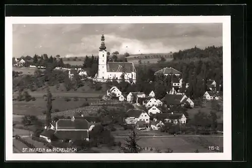 AK St. Marein am Pickelbach, Ortsansicht aus der Vogelschau