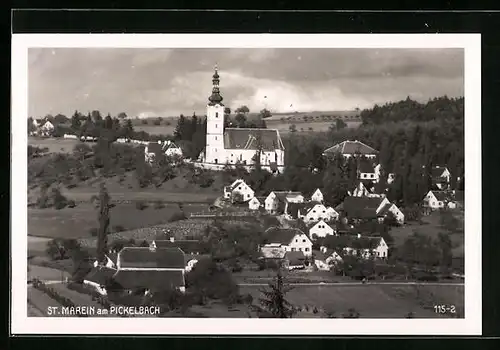 AK St. Marein am Pickelbach, Ortsansicht aus der Vogelschau