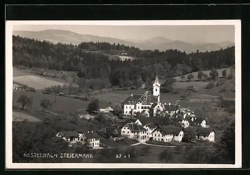 AK Nestelbach, Ortsansicht aus der Vogelschau