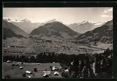 AK Schönried, Totalansicht aus der Vogelschau