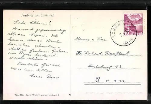 AK Schönried, Totalansicht aus der Vogelschau