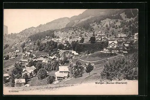 AK Wengen, Gesamtansicht aus der Vogelschau