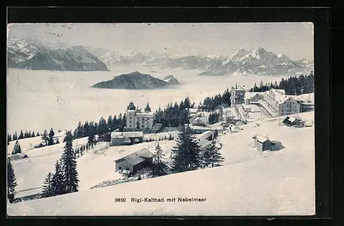 AK Rigi-Kaltbad, Totalansicht mit Nebelmeer