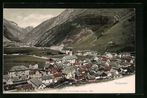 AK Andermatt, Gesamtansicht aus der Vogelschau