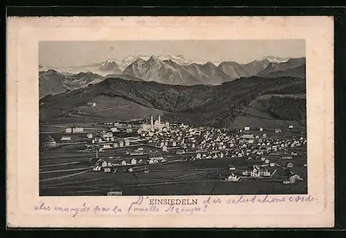 AK Einsiedeln, Totalansicht aus der Vogelschau