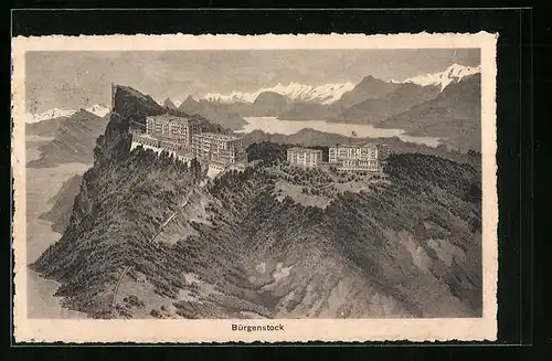 AK Bürgenstock, Gesamtansicht aus der Vogelschau