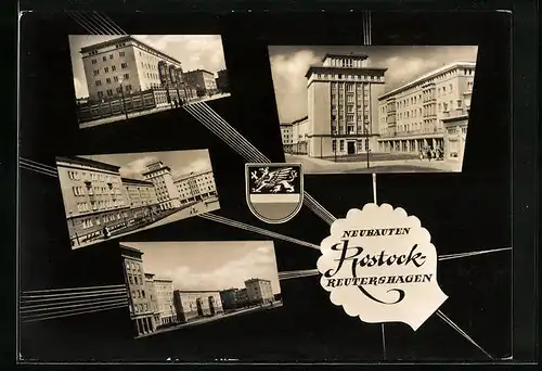 AK Rostock-Reutershagen, Vier Ansichten aus dem Stadtteil